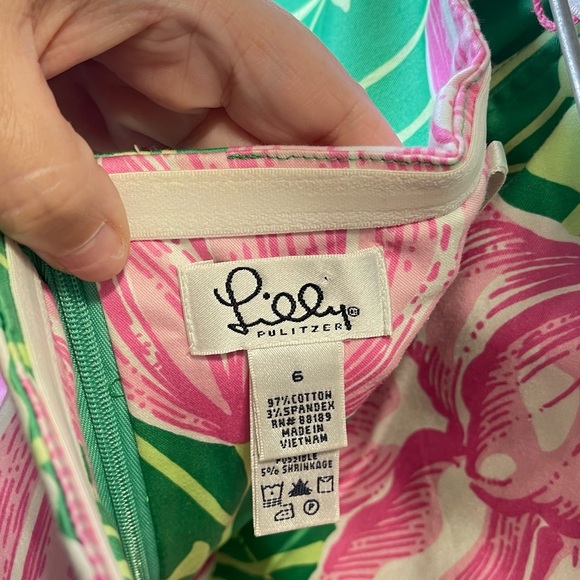 Lilly Pulitzer Women's Towering‎ Tulips Pink Green Strapless Dress Size 6 - Picture 3 of 3